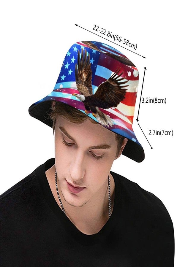 Krirteh America Bald Eagle Bucket Hat for Women Men Summer Travel Beach Sun Cap Patriotic USA Flag Hat Outdoor Fisherman Hat Unisex - Image 3